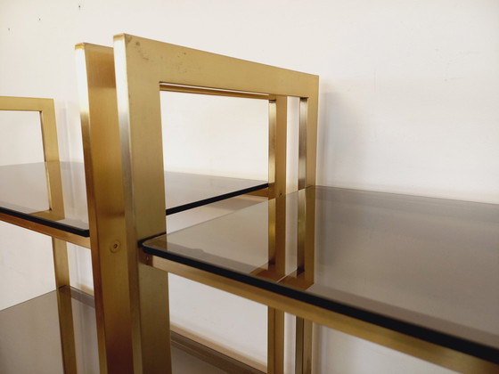 Image 1 of Artelano Vintage Bookshelves in Gilded Metal and Smoked Glass from the 70s, 3 Independent Parts