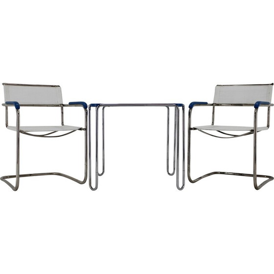 Image 1 of Set of vintage B10 side table and pair of B34 armchairs by Marcel Breuer for Mucke Melder, Czechoslovakia 1930s