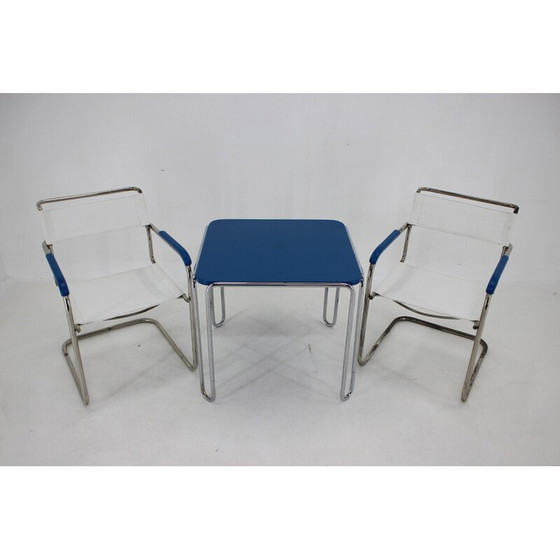 Image 1 of Set of vintage B10 side table and pair of B34 armchairs by Marcel Breuer for Mucke Melder, Czechoslovakia 1930s