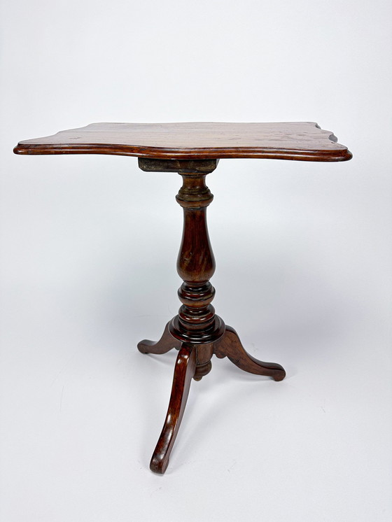 Image 1 of Vintage Tripod Wine Table, Walnut Wood Coffee Table