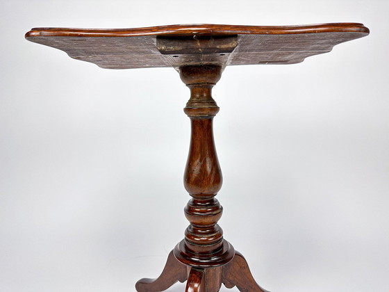 Image 1 of Vintage Tripod Wine Table, Walnut Wood Coffee Table