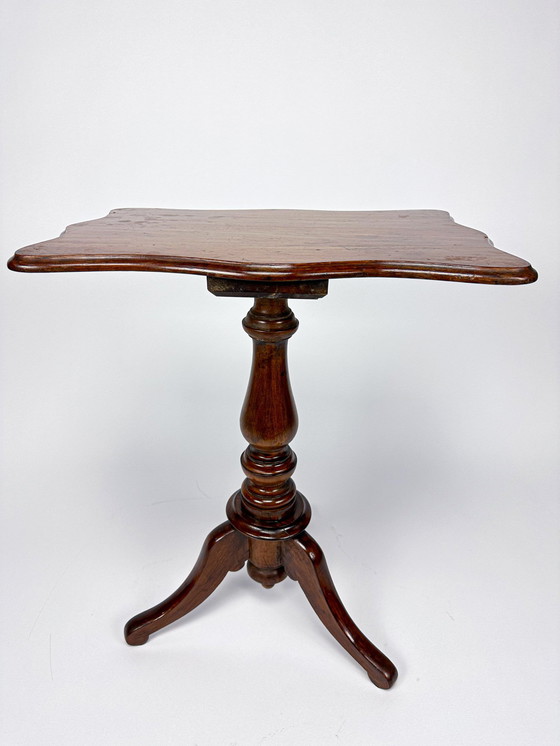 Image 1 of Vintage Tripod Wine Table, Walnut Wood Coffee Table