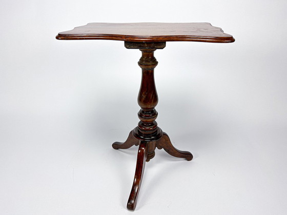 Image 1 of Vintage Tripod Wine Table, Walnut Wood Coffee Table