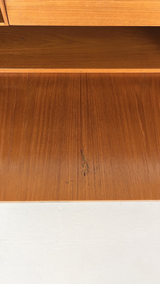 Image 1 of Teak Veneer Secretaire Bookcase Sideboard