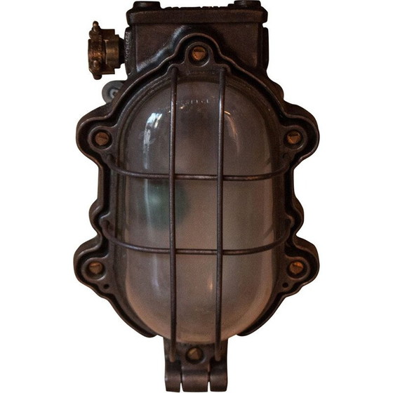 Image 1 of Vintage wall sconce, very thick industrial glass by Perfeclair, 1950