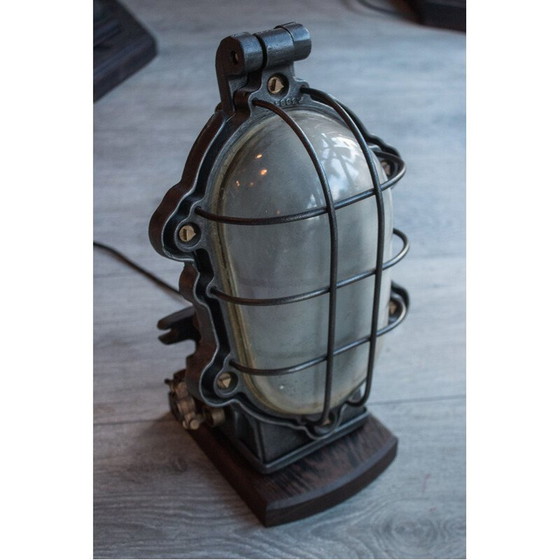 Image 1 of Vintage wall sconce, very thick industrial glass by Perfeclair, 1950