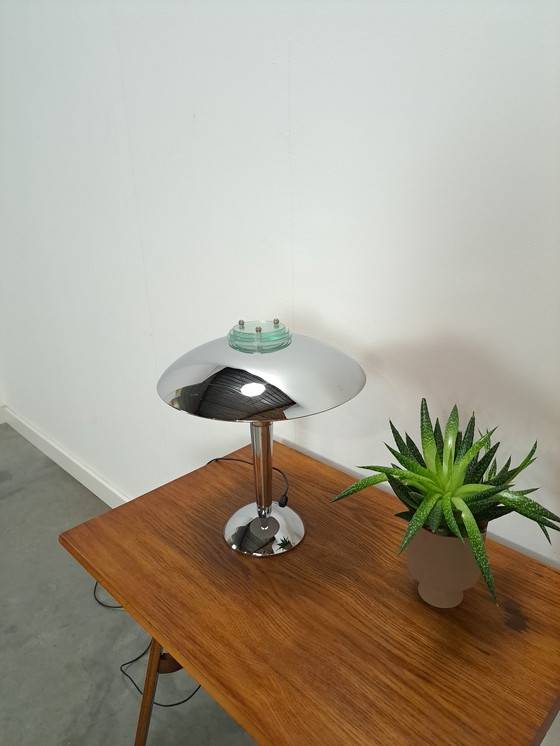 Image 1 of Chrome lamp with glass details, table lamp