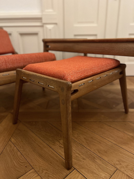 Image 1 of Heinz Heger Hunting Chair 60s DDR Set: armchair, stool, table incl. cushions (original)