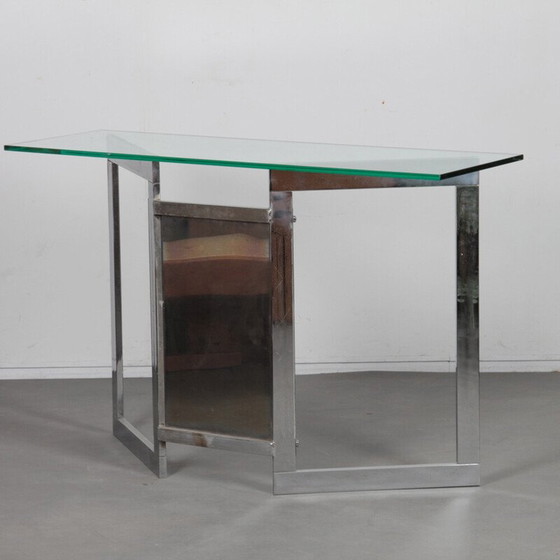 Image 1 of Vintage console in chrome metal and glass, 1970