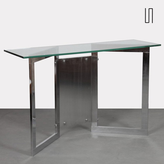 Image 1 of Vintage console in chrome metal and glass, 1970