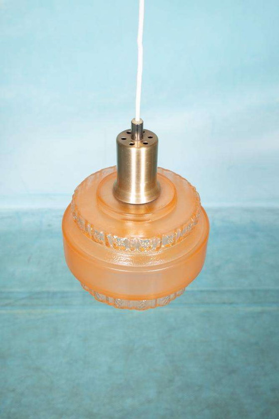 Image 1 of Lampe pendante vintage en verre 60s, lampe pendante scandinave en verre