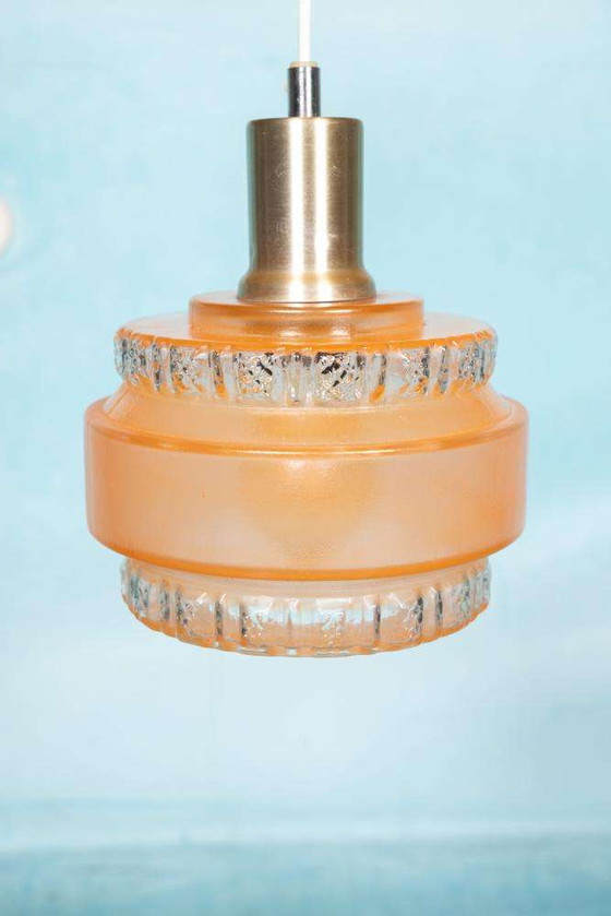 Image 1 of Lampada a sospensione in vetro vintage anni '60, lampada a sospensione in vetro scandinava