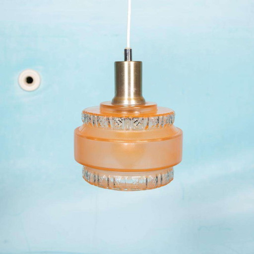 Lampada a sospensione in vetro vintage anni '60, lampada a sospensione in vetro scandinava