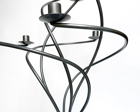 Image 1 of Chandelier en métal vintage noir