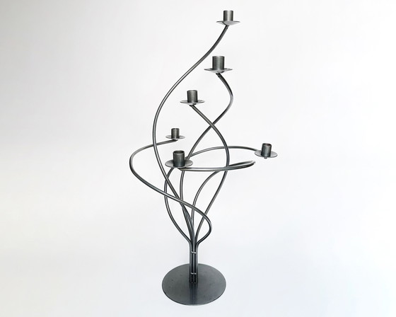 Image 1 of Chandelier en métal vintage noir