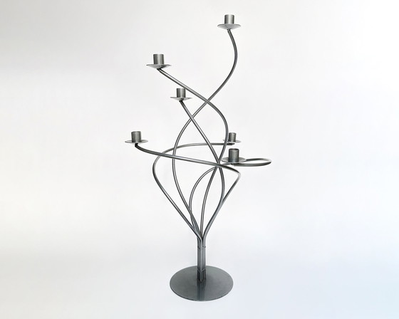 Image 1 of Chandelier en métal vintage noir