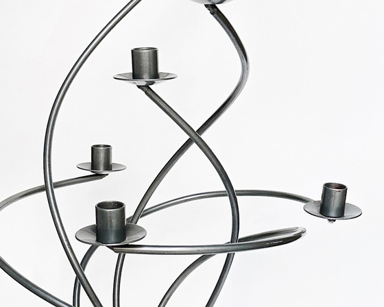 Image 1 of Chandelier en métal vintage noir