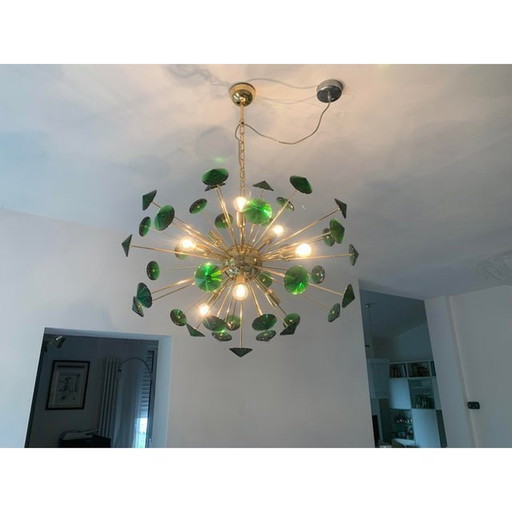 Murano Style Glass Sputnik Multicolors Italian Handmade Chandelier