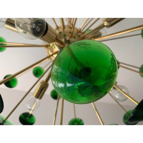 Image 1 of Lámpara de araña italiana hecha a mano de cristal estilo Murano Sputnik multicolor