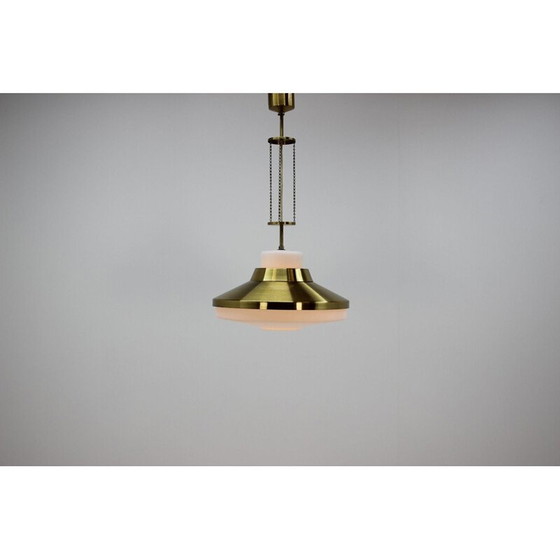 Image 1 of Vintage pendant light in brass and glass by Napako,1970 