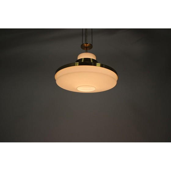 Image 1 of Vintage pendant light in brass and glass by Napako,1970 