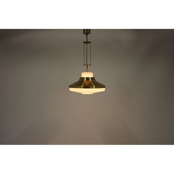 Image 1 of Vintage pendant light in brass and glass by Napako,1970 
