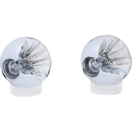 Pair of vintage wall glass table lamps, Italy 1970