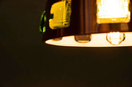 Image 1 of Lampada a sospensione in vetro colorato in stile spaziale, lampada scandinava vintage