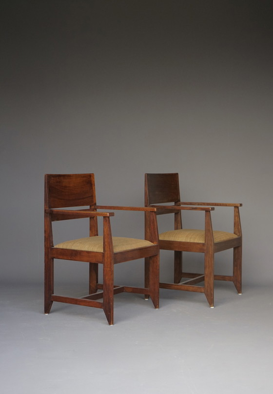 Image 1 of Henk Wouda Oak Armchairs For H.Pander & Zn. 1930S