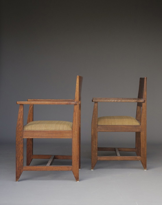 Image 1 of Henk Wouda Oak Armchairs For H.Pander & Zn. 1930S