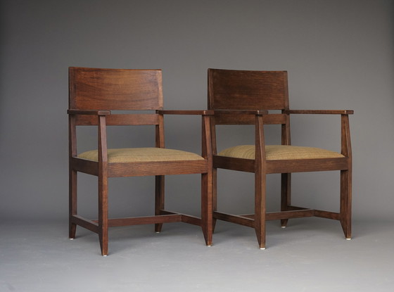 Image 1 of Henk Wouda Oak Armchairs For H.Pander & Zn. 1930S