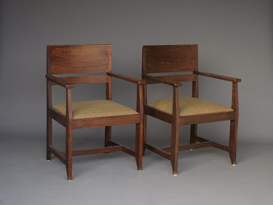 Image 1 of Henk Wouda Oak Armchairs For H.Pander & Zn. 1930S