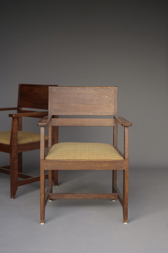 Image 1 of Henk Wouda Oak Armchairs For H.Pander & Zn. 1930S