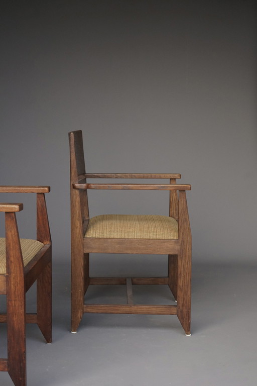 Henk Wouda Oak Armchairs For H.Pander & Zn. 1930S