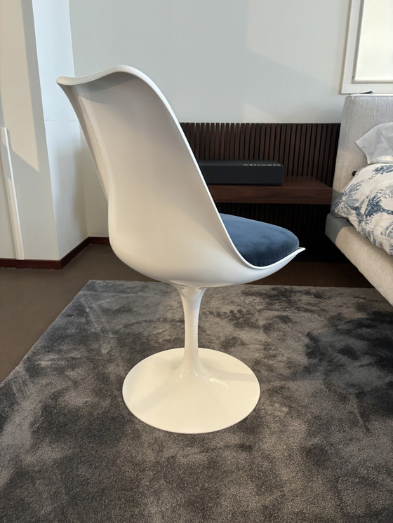 Image 1 of Original Knoll Tulip dining chair white or Black rilsan + velvet cushion