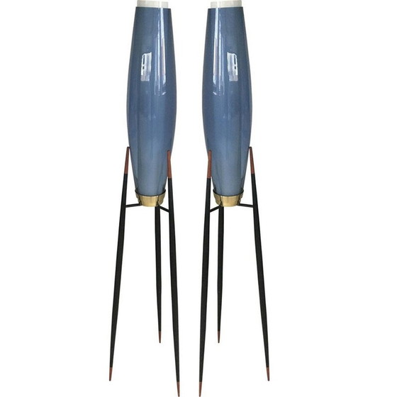 Image 1 of Pair of Danish Tripod Floor Lamps by Svend Aage Holm Sorensenen