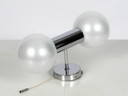 Original Staff Motoko Ishii 1970s chrome wall lamp with pearly shimmering white glass balls