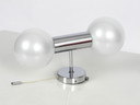 Original Staff Motoko Ishii 1970s chrome wall lamp with pearly shimmering white glass balls