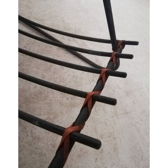 Image 1 of Vintage iron and rattan magazine rack, 1950-1960s