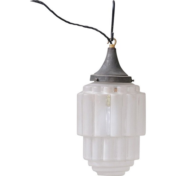 Image 1 of Vintage Art Deco pendant lamp in two-tone glass, France 1920