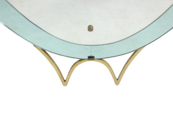 Image 1 of Two-tone Glass and Gilt Brass Mirror-Console. Circa 1950.