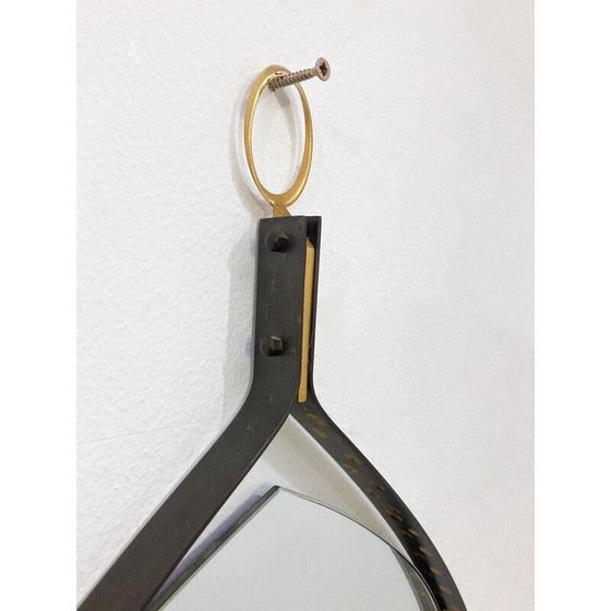 Image 1 of Vintage drop-shaped mirror in brass and steel, Italy 1970
