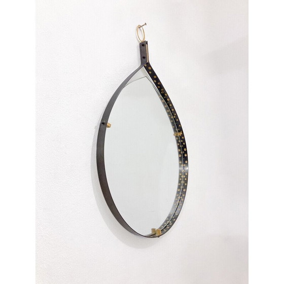 Image 1 of Vintage drop-shaped mirror in brass and steel, Italy 1970