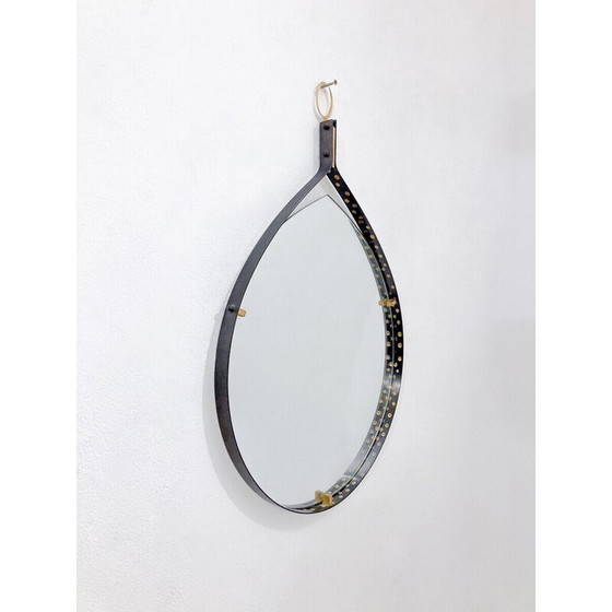 Image 1 of Vintage drop-shaped mirror in brass and steel, Italy 1970