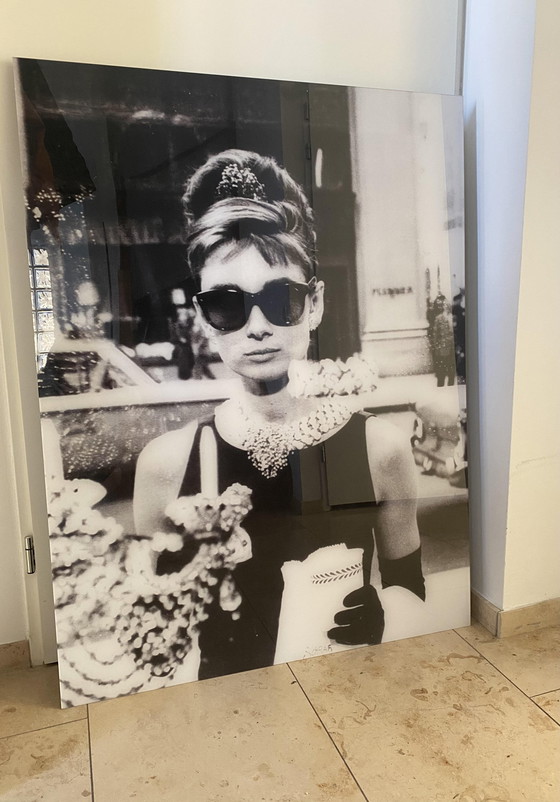 Image 1 of Black and White Photo Audrey Hepburn On Plexigals