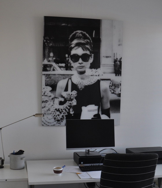 Image 1 of Black and White Photo Audrey Hepburn On Plexigals