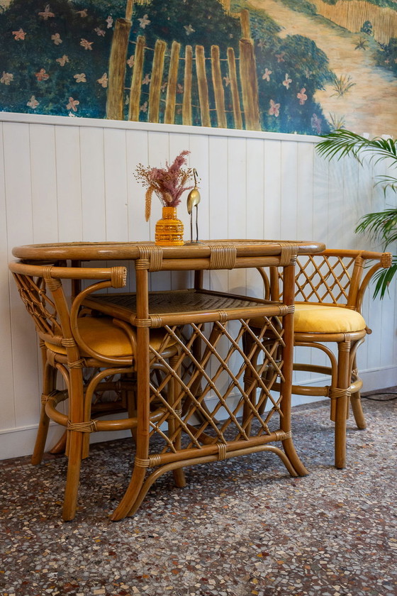 Image 1 of Set da bistrot vintage in rattan