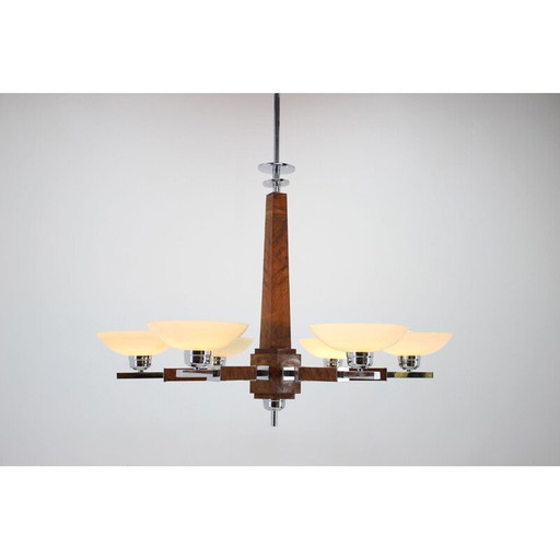 Vintage wood chandelier, 1930