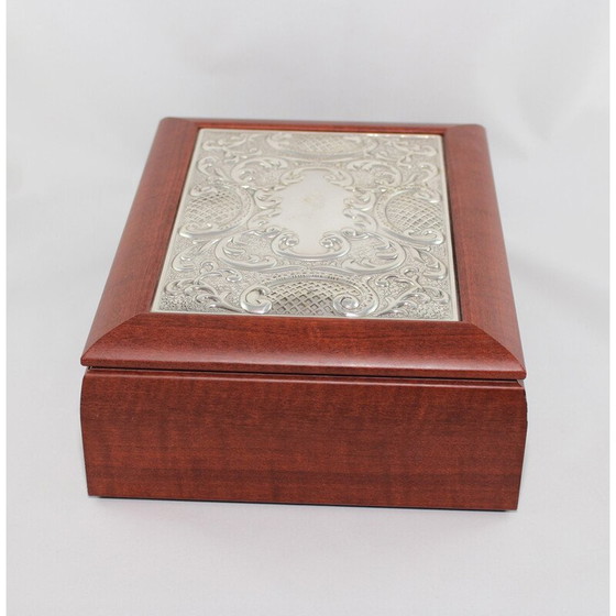 Image 1 of Vintage wooden tea box with sterling silver lid from Hazorfim