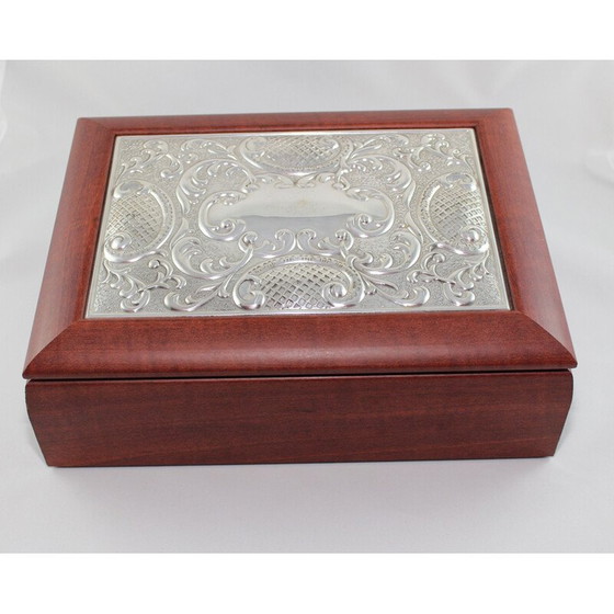 Image 1 of Vintage wooden tea box with sterling silver lid from Hazorfim